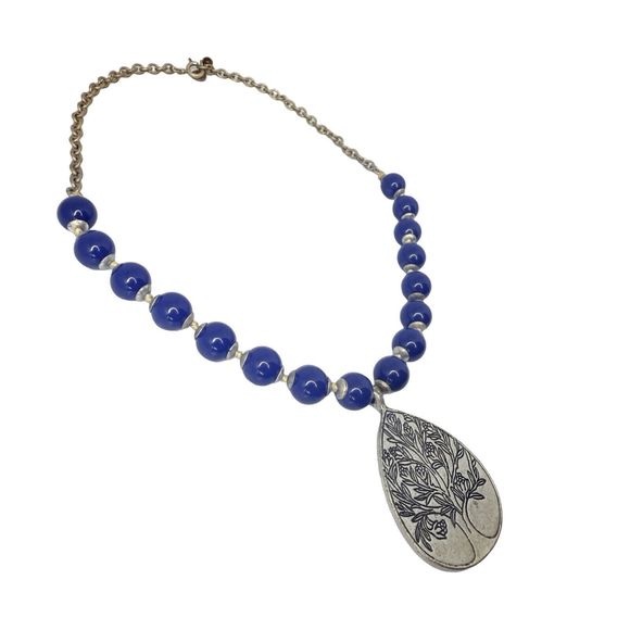 Liz Claiborne Blue Lapis Tree Of Life Pendant Necklace 18” Reflection & Faith - Picture 13 of 16